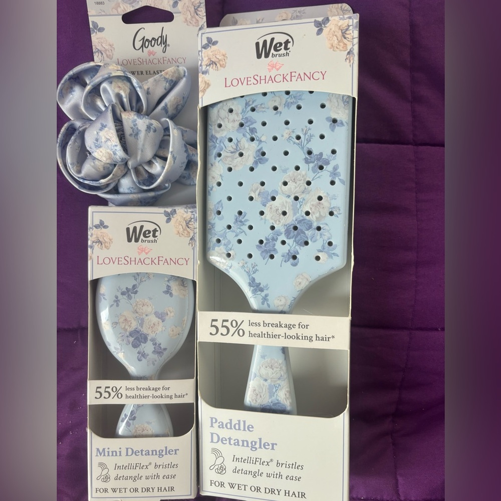 LoveShackFancy Blue Floral Hair Accessories Set